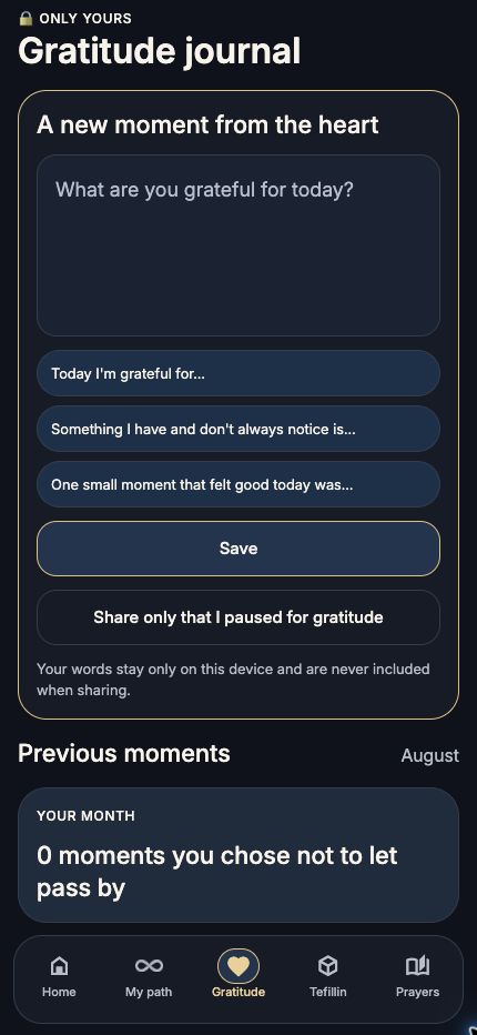 Private gratitude journal in the Modeh app